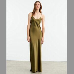 Nili Lotan Cami Silk Gown, Olive